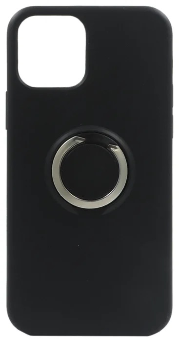Накладка Silicone Cover для iP12 Pro Max (с кольцом) (Черный)