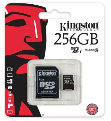 Карта памяти Kingston MicroSD 256Gb Class 10 UHS-I, с SD адаптером