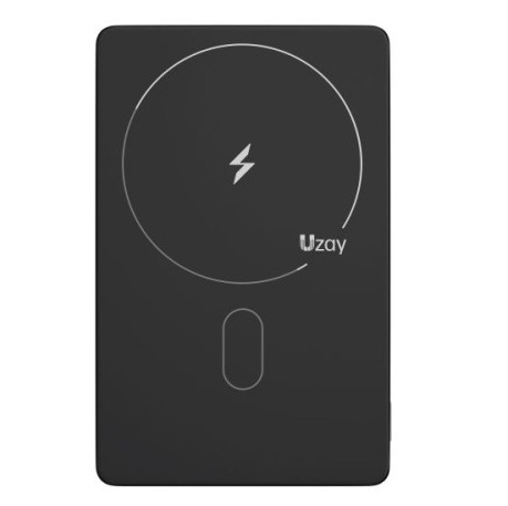 Внешний аккумулятор Uzay Slim Powerbank с MagSafe 5000 mAh USB-C, Lightning, черный Внешний аккумулятор Uzay Slim Powerbank с MagSafe 5000 mAh USB-C, Lightning, черный