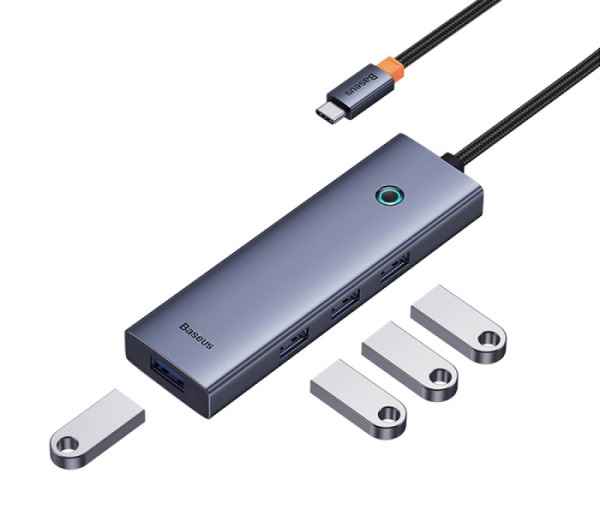 USB-хаб 4 in 1 Baseus UltraJoy Series HUB AIR 4-port USB-A + USB-C серый