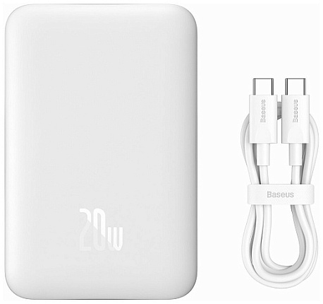 Внешний аккумулятор BASEUS Magnetic Mini 10000mAh, 20W c MagSafe, белый (PPCX030002)