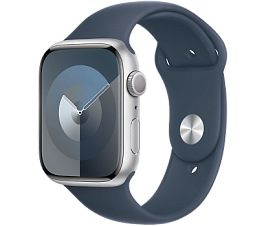 Умные часы Apple Watch Series 9 45mm Silver Aluminum Case with Blue Sport Band