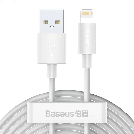 Кабель Baseus Simple Wisdom Data Cable Kit USB to Lightning 2.4A (TZCALZJ-02) - 2 шт. L=1.5m