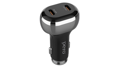АЗУ PERO AC06 50W, черное (2xUSB-C, PD25W)