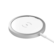 Беспроводное зарядное устройство Deppa MagSafe Qi 15W серебристое