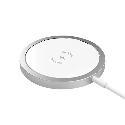 Беспроводное зарядное устройство Deppa MagSafe Qi 15W серебристое