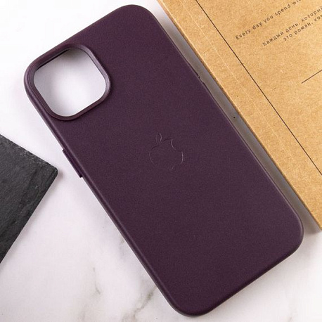 Накладка Magnetic Leather Case для iPhone 14 (Аналог с MagSafe) (Фиолетовый)