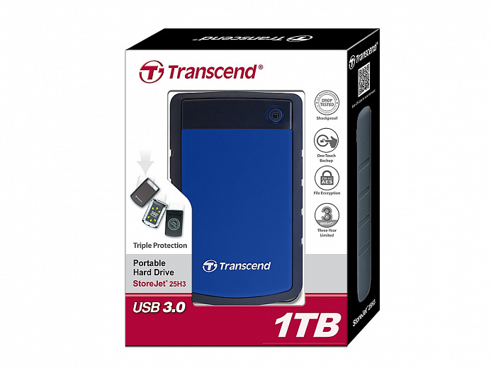 Внешний HDD Trancend 1Tb StoreJet 25H3B [TS1TSJ25H3B] 2.5'' USB3.0 Blue