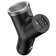 АЗУ Baseus Y-shape Dual USB Car Charger with Cigarette Extended Port
