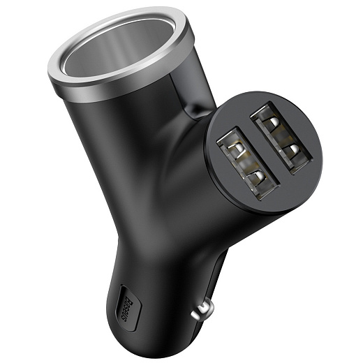 АЗУ Baseus Y-shape Dual USB Car Charger with Cigarette Extended Port