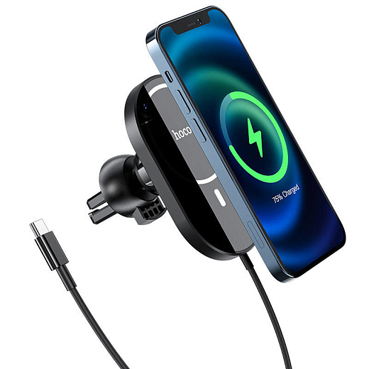 Держатель магнитный c БЗУ HOCO CA90 MagSafe 15W (в дефлектор)