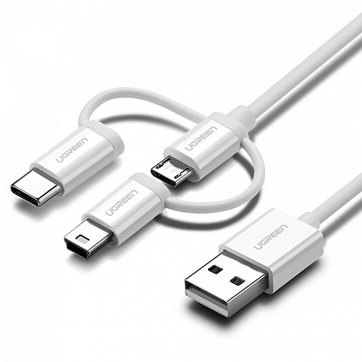 Кабель Ugreen US185 USB - Micro USB + USB-C + Mini USB (L=1M)