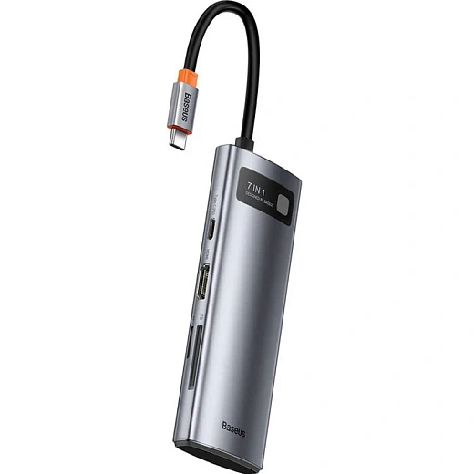 USB-концентратор Baseus Metal Gleam Series 7-in-1 Multifunctional Type-C HUB Docking Station Gray