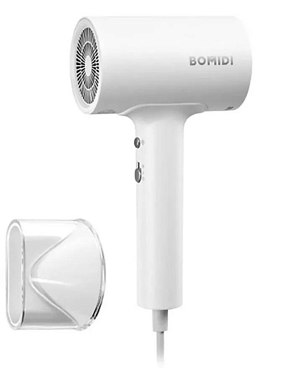Фен для волос BOMIDI HD1 Negative Ion с магнитной насадкой (с ионизацией), белый
