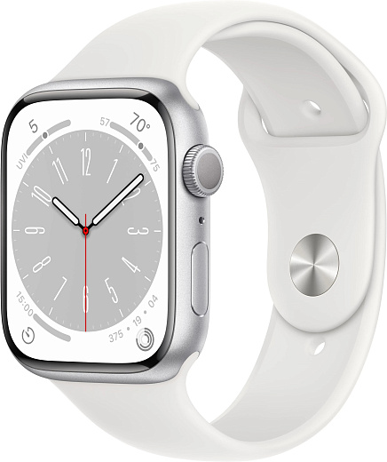 Умные часы Apple Watch Series 8 45mm Silver Aluminum Case with White Sport Band (EU)