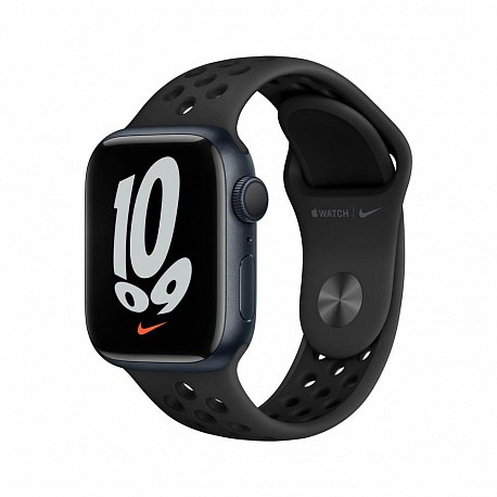 Умные часы Apple Watch Nike Series 7 45 мм Aluminium Case RU, темная ночь/антрацитовый/черный