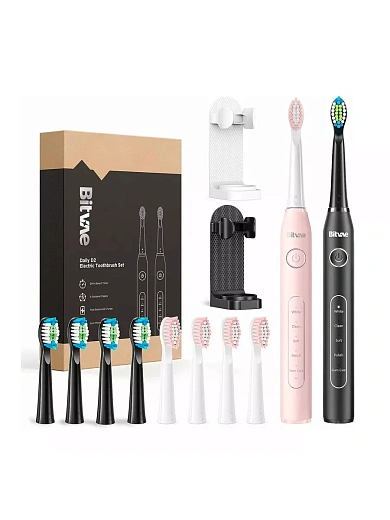 Электрические зубные щетки Bitvae D2 Daily Toothbrush, черная+розовая