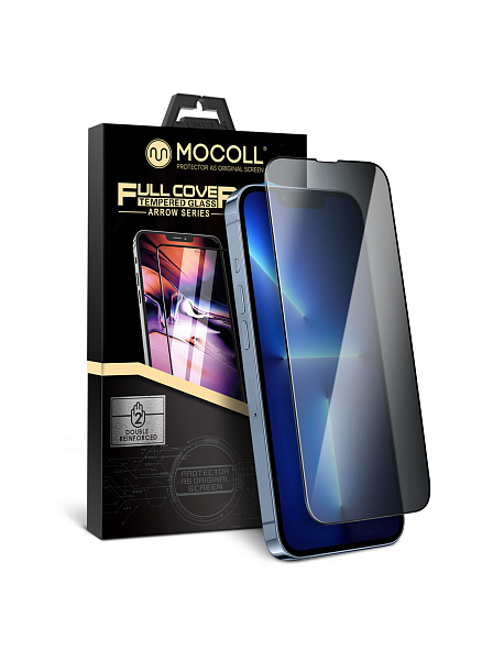 Стекло защитное MOCOLL для iPhone 13/13 Pro/14 (Антишпион)