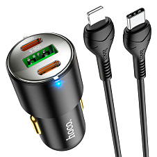 АЗУ HOCO NZ6 45W, QC3.0+PD (2xUSB-C+USB-A) + кабель USB-C