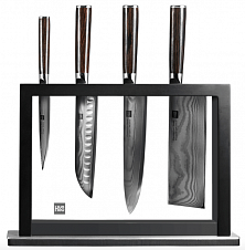 Набор ножей из дамасской стали Xiaomi Huo Hou Set of 5 Damascus Knife Sets (4 ножа + подставка)