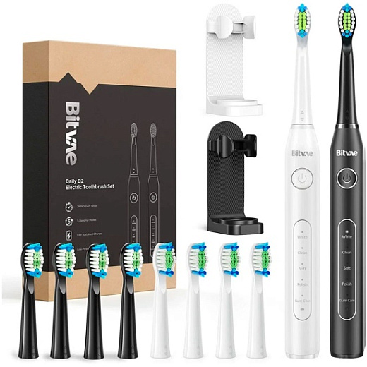 Электрические зубные щетки Bitvae D2 Daily Toothbrush, белая+черная