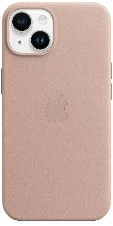 Накладка Magnetic Leather Case для iPhone 14 (Аналог с MagSafe) (Розовый песок)