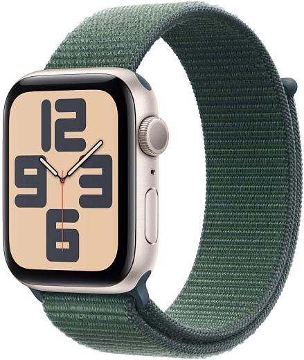Умные часы Apple Watch SE (2024) 40mm Starlight Aluminium Case with Green Sport Loop (EU)