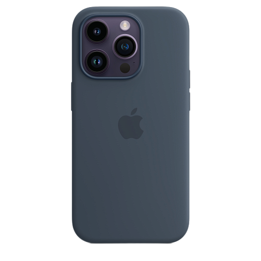 Накладка Silicone Case с MagSafe для iPhone 14 Pro (Темно-синий)