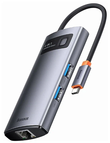 USB-хаб 4 in 1 Baseus Starjoy Metal Gleam Series 4-port Type-C Hub Adapter 4xUSB3.0 серый