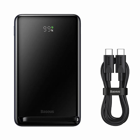 Внешний аккумулятор Baseus Magnetic Bracket Wireless Fast Charge 20W, 10000mAh, черный (PPCX000203)