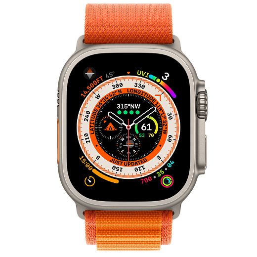 Умные часы Apple Watch Ultra GPS+Cellular 49mm Titanium Case with Starlight Orange Loop (EU)