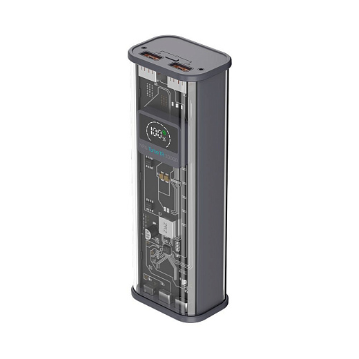 Внешний аккумулятор Deppa NRG Turbo Chrystal 30000mAh PD+QC 22.5W LED, черный