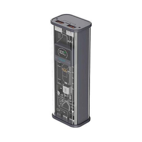 Внешний аккумулятор Deppa NRG Turbo Chrystal 30000mAh PD+QC 22.5W LED, черный
