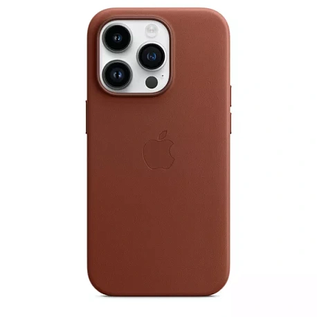 Накладка Magnetic Leather Case для iPhone 14 (Аналог с MagSafe) (Коричневый)