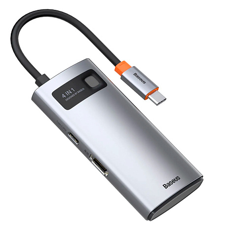 USB-хаб 4 in 1 Baseus Starjoy Metal Gleam Series 4-port Type-C Hub Adapter 4xUSB3.0 серый