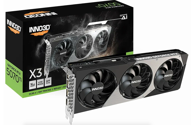 Видеокарта Inno3D GeForce RTX 5070 Ti, X3 OC 16 Gb (N507T3-16D7X-176068N) 1xHDMI, 3xDP, Ret