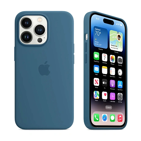 Накладка Silicone Case для iPhone 14 Pro (аналог) (Синий)