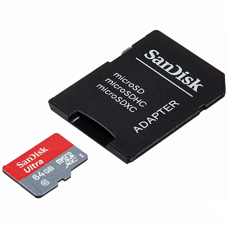 Карта памяти Micro SD 64Gb SanDisk Class 10 Ultra Android 120Mb/s с адаптером