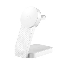 Беспроводная зарядная станция DEPPA 3 в 1 MagSafe 22W Carbon Station, белый (23157)