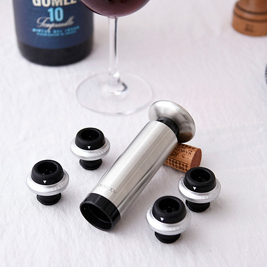 Набор для хранения вина Circle Joy Vacuum Pump With 4 Stoppers Gift Set (CJ-JS05)