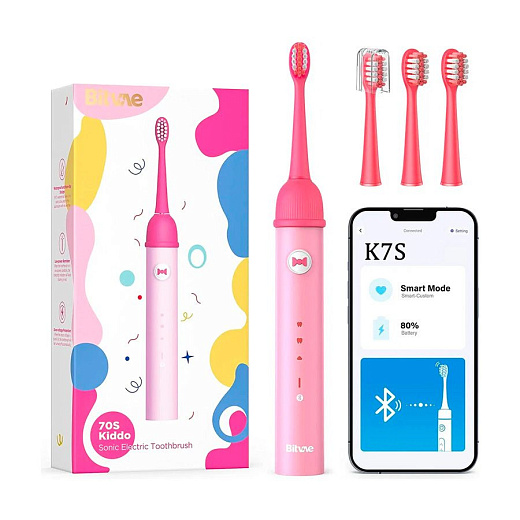 Электрическая детская зубная щетка Bitvae Smart K7S Kids Electric Toothbrush, розовая